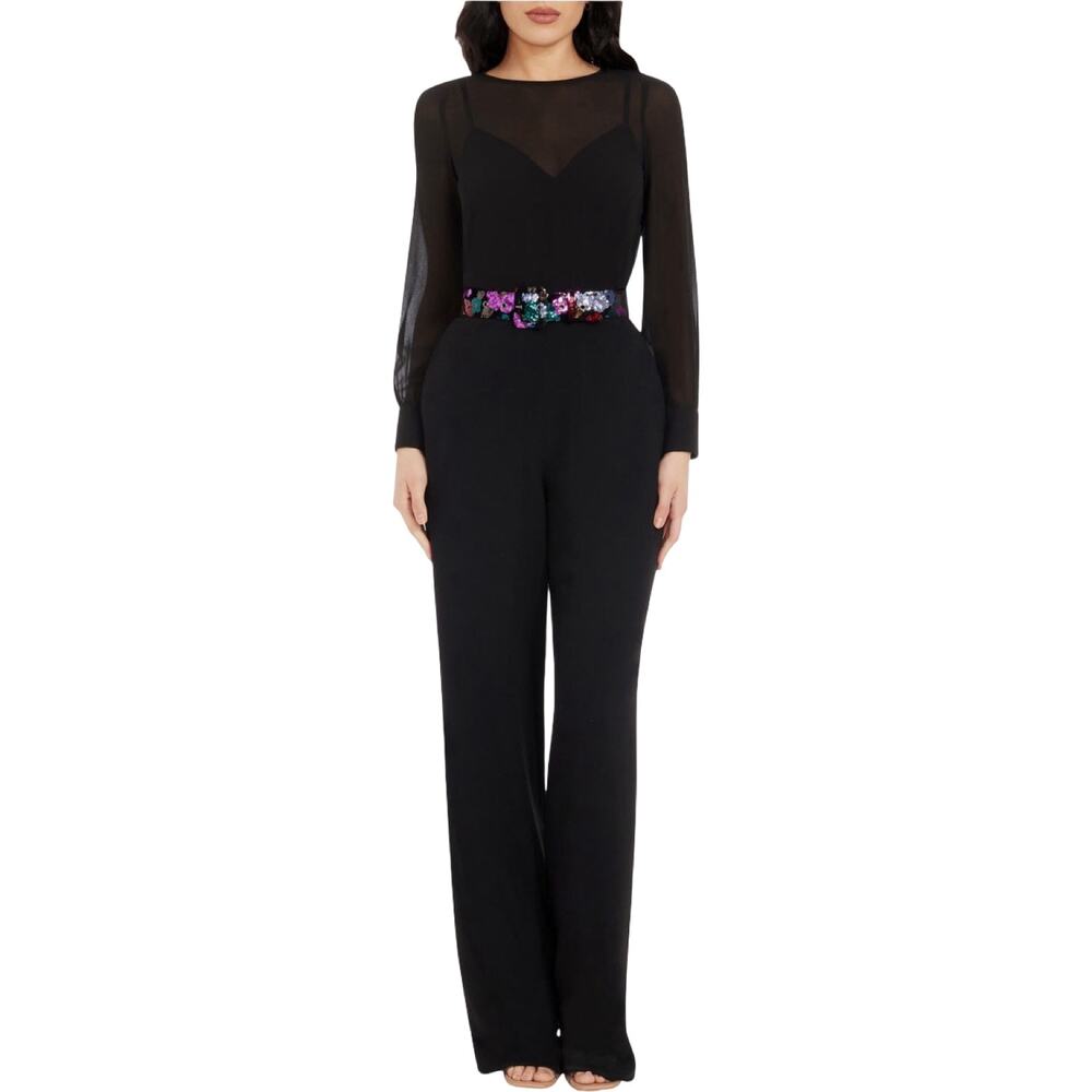 Dress the Population Pilar mix media jumpsuit black size Small S